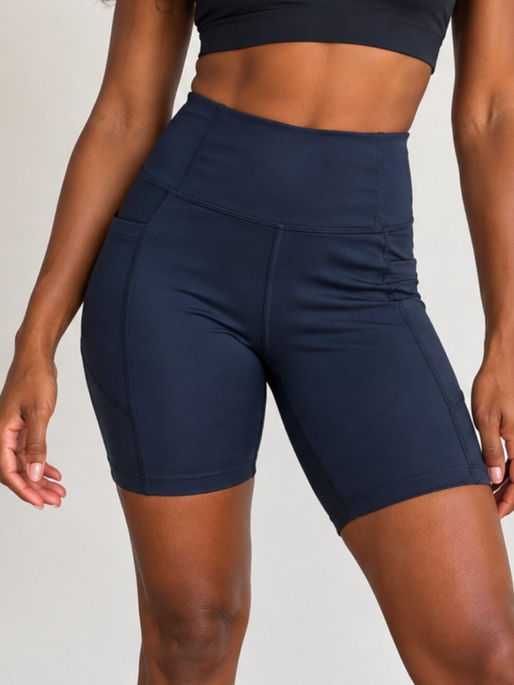 Black High Waisted Biker Shorts with Pockets Size XS